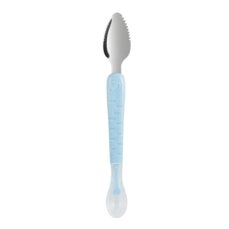 Cuillère pour bébé 2-en-1 en silicone – Cuillère d'apprentissage pour que les bébés mangent tout seuls