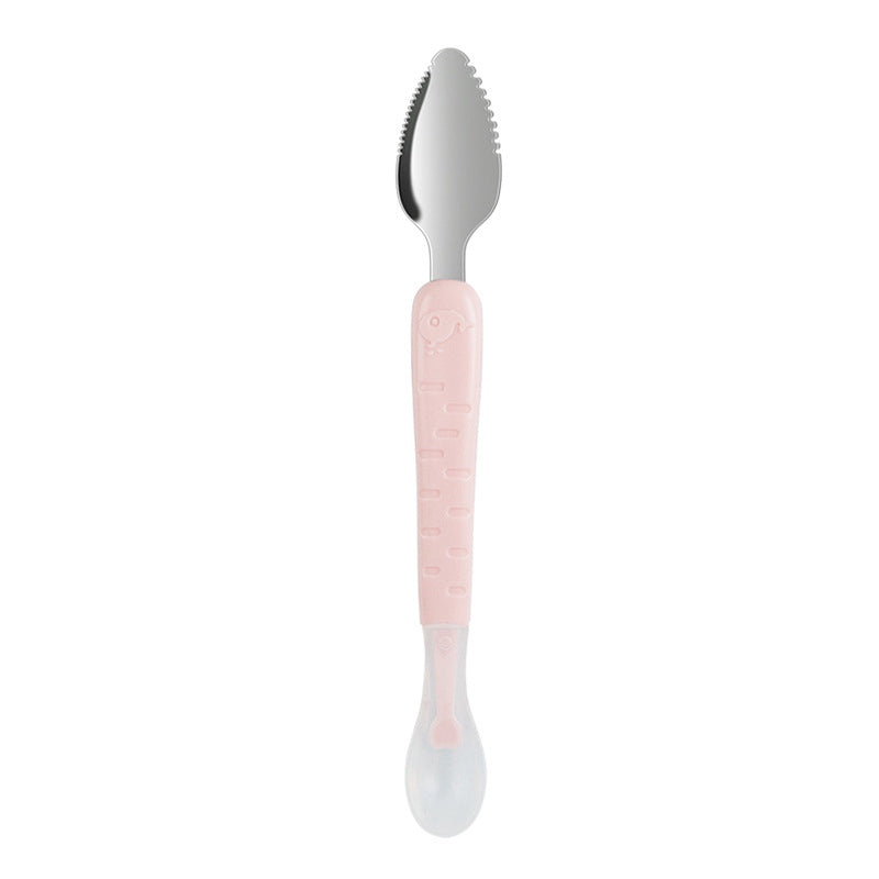 Cuillère pour bébé 2-en-1 en silicone – Cuillère d'apprentissage pour que les bébés mangent tout seuls