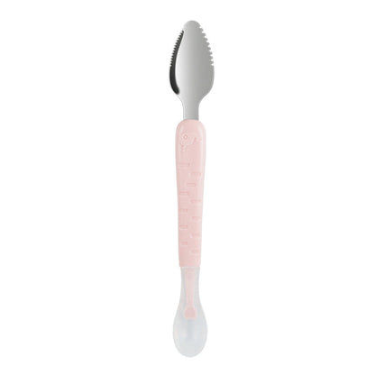 Cuillère pour bébé 2-en-1 en silicone – Cuillère d'apprentissage pour que les bébés mangent tout seuls