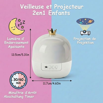 Veilleuse et projecteur 2-en-1 pour enfants – Lampe LED ciel étoilé pour chambre d'enfant