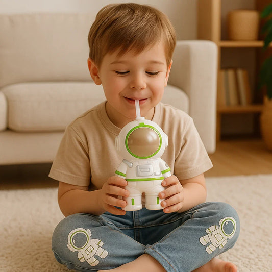 Gourde Astronaute pour Enfants – Bouteille Réutilisable Antifuite avec Paille | Sans BPA