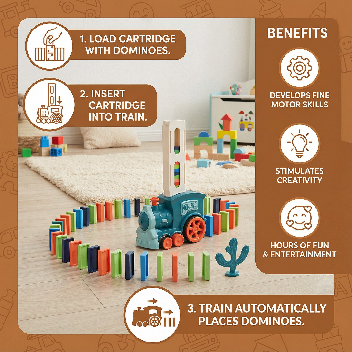 Train à Dominos Automatique – Créez des parcours magiques sans effort