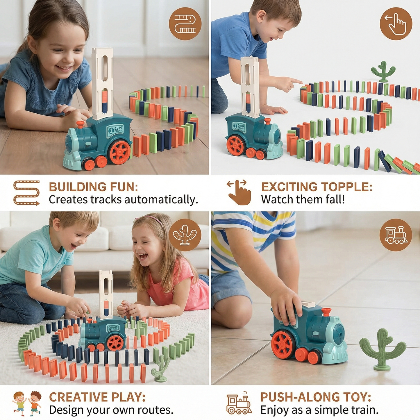 Train à Dominos Automatique – Créez des parcours magiques sans effort