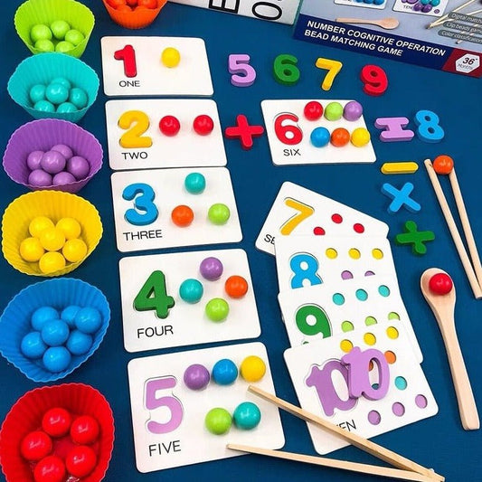 Jeu Montessori de tri des couleurs en bois